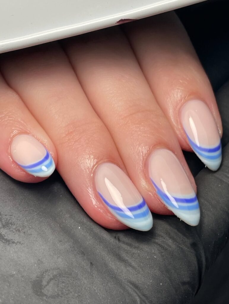 Blue and White Nails