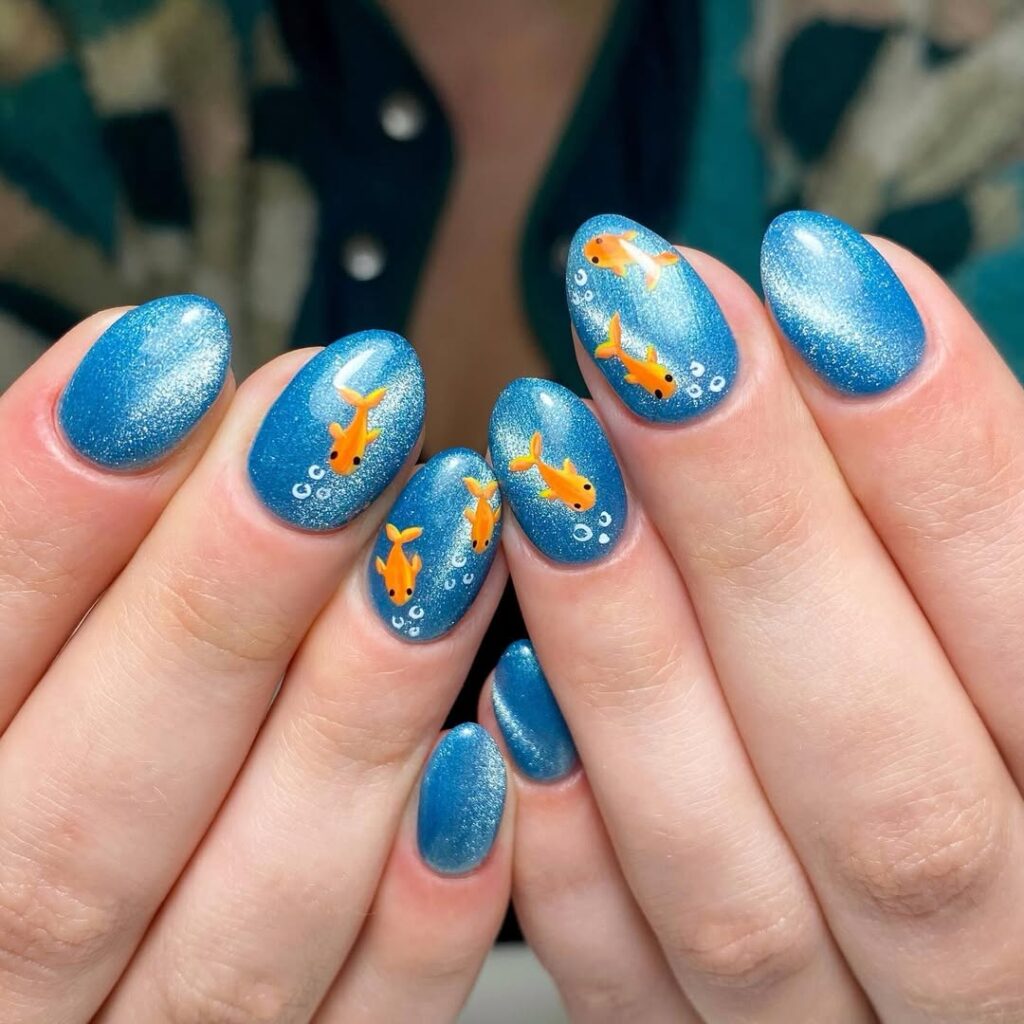 Beach Coded Nails