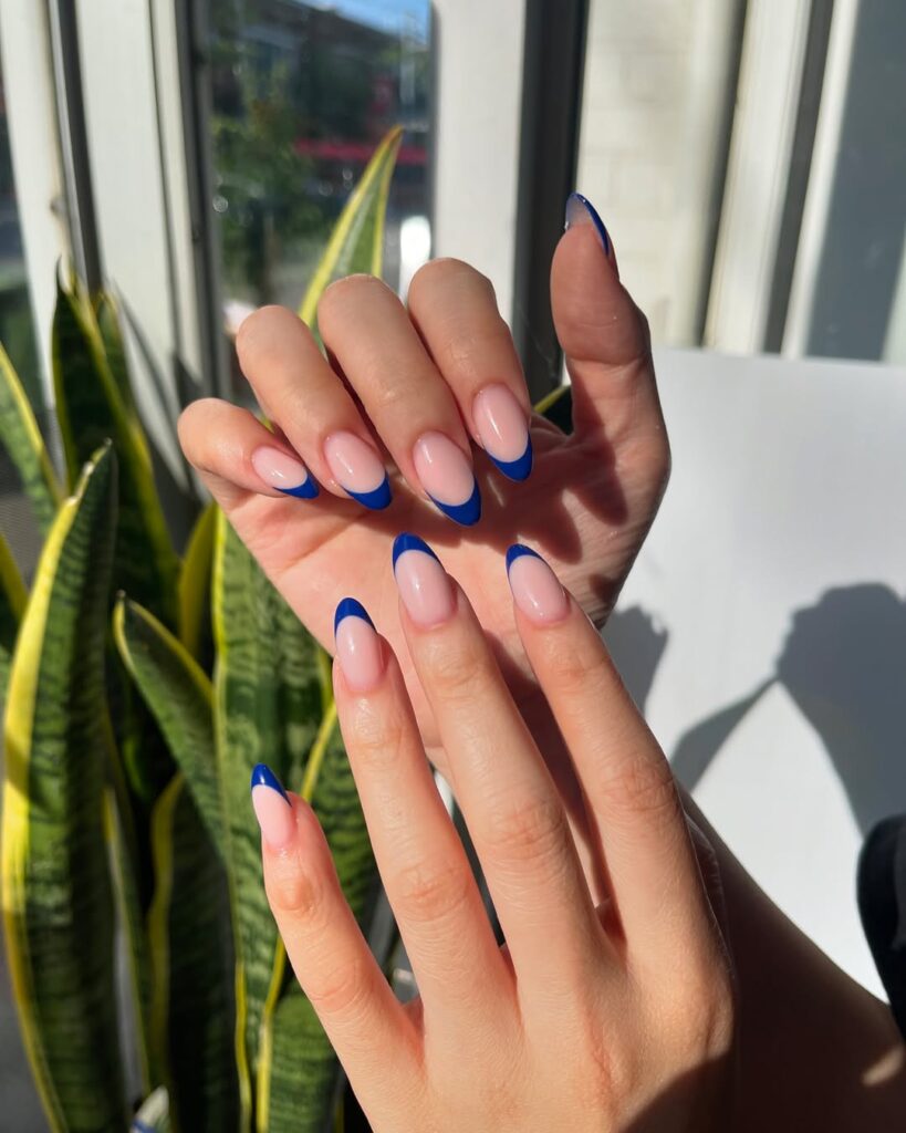 Blue French Tip Nails