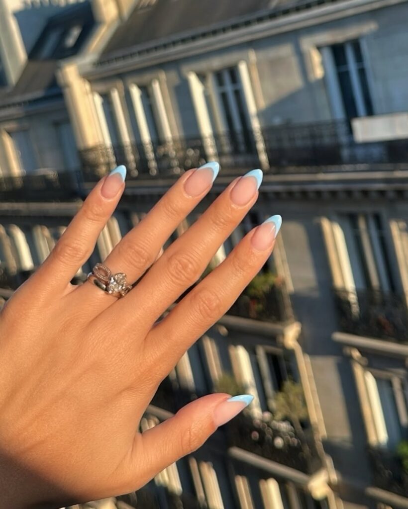 Blue French Tip Nails