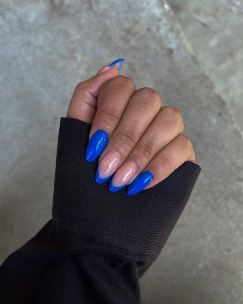 Blue French Tip Nails