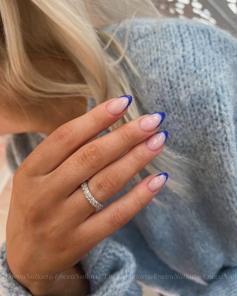 Blue French Tip Nails