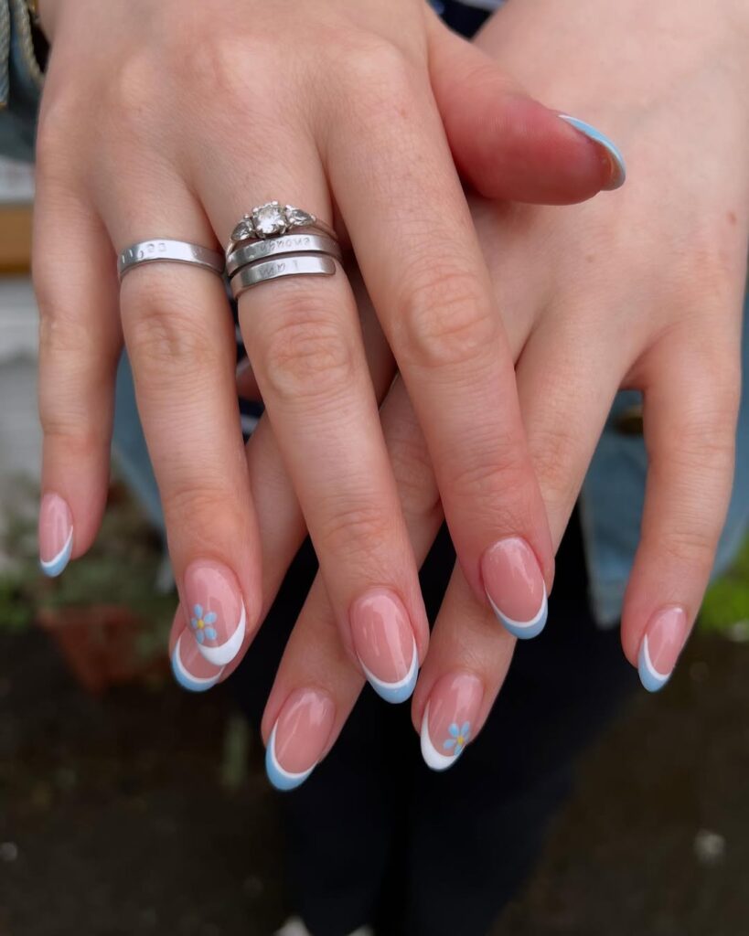 Blue French Tip Nails