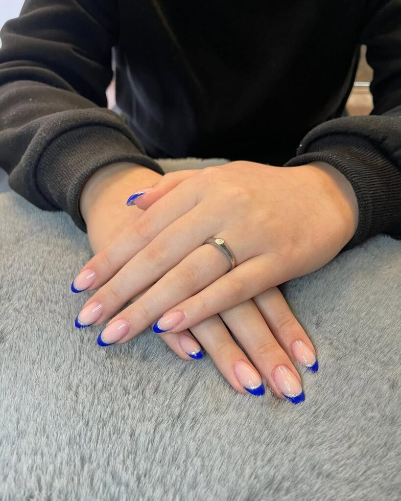 Blue French Tip Nails