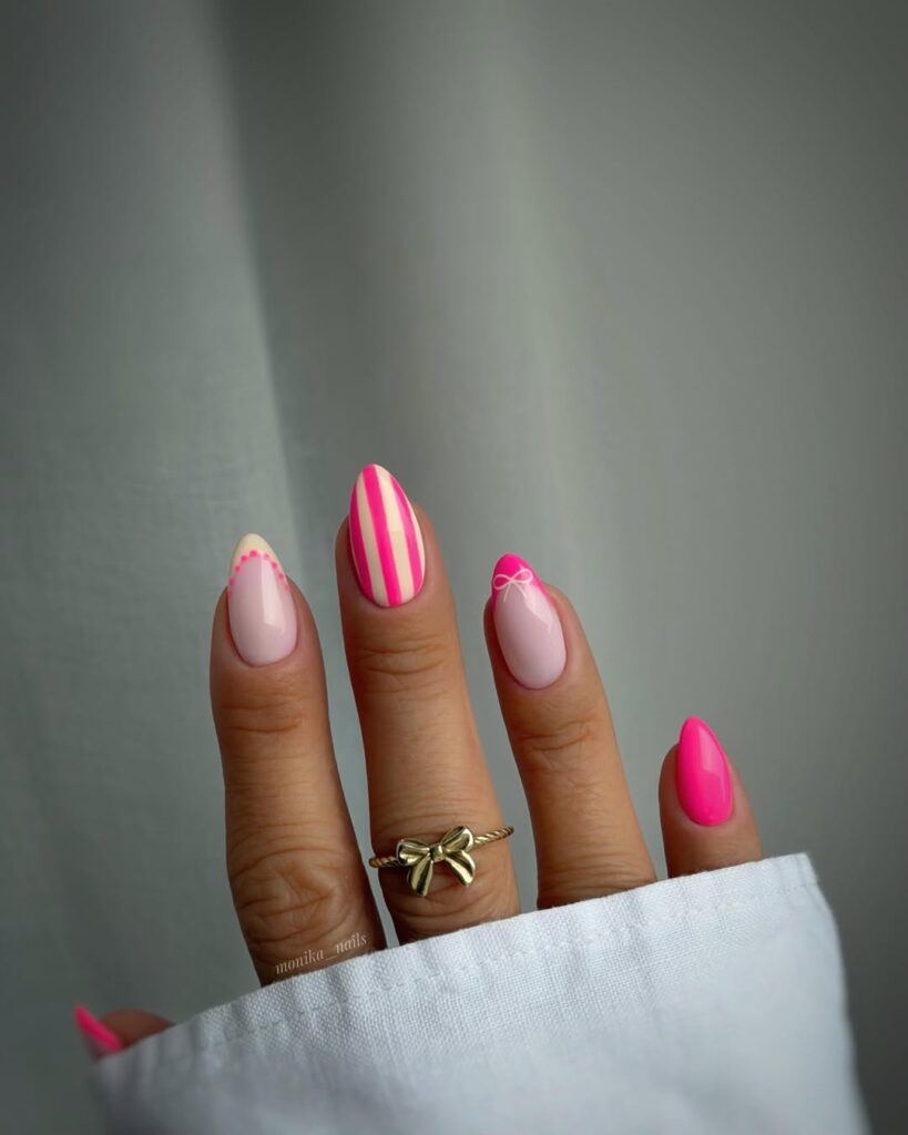 Pink and Yellow Nail