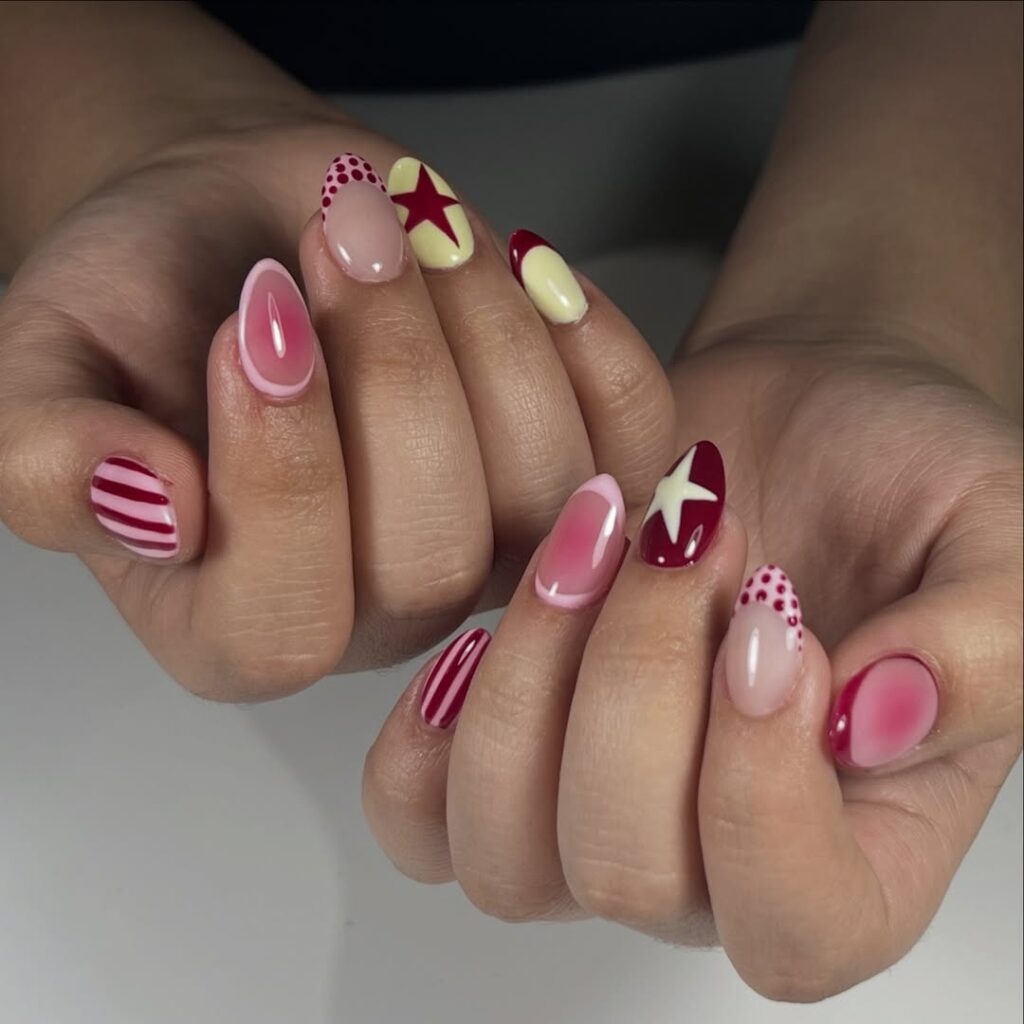 Pink and Yellow Nail