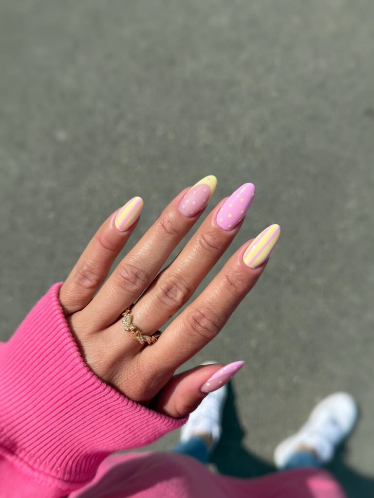 Pink and Yellow Nail