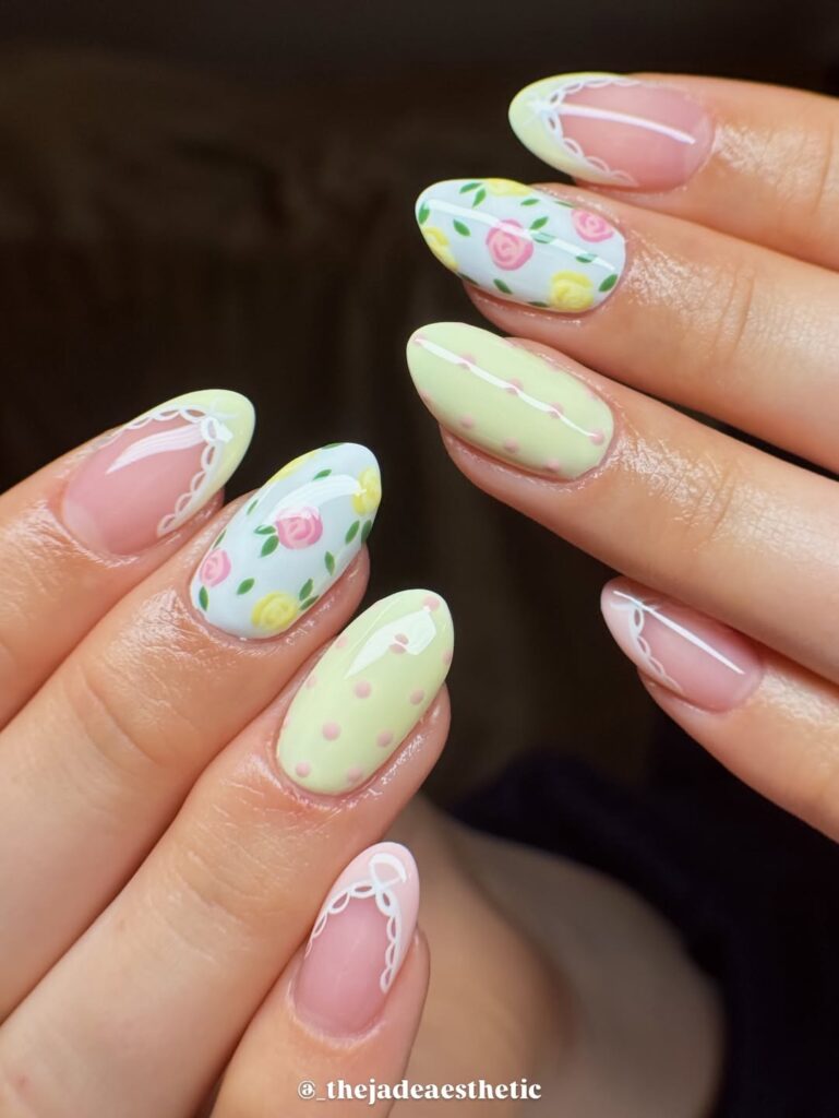 Pink and Yellow Nail