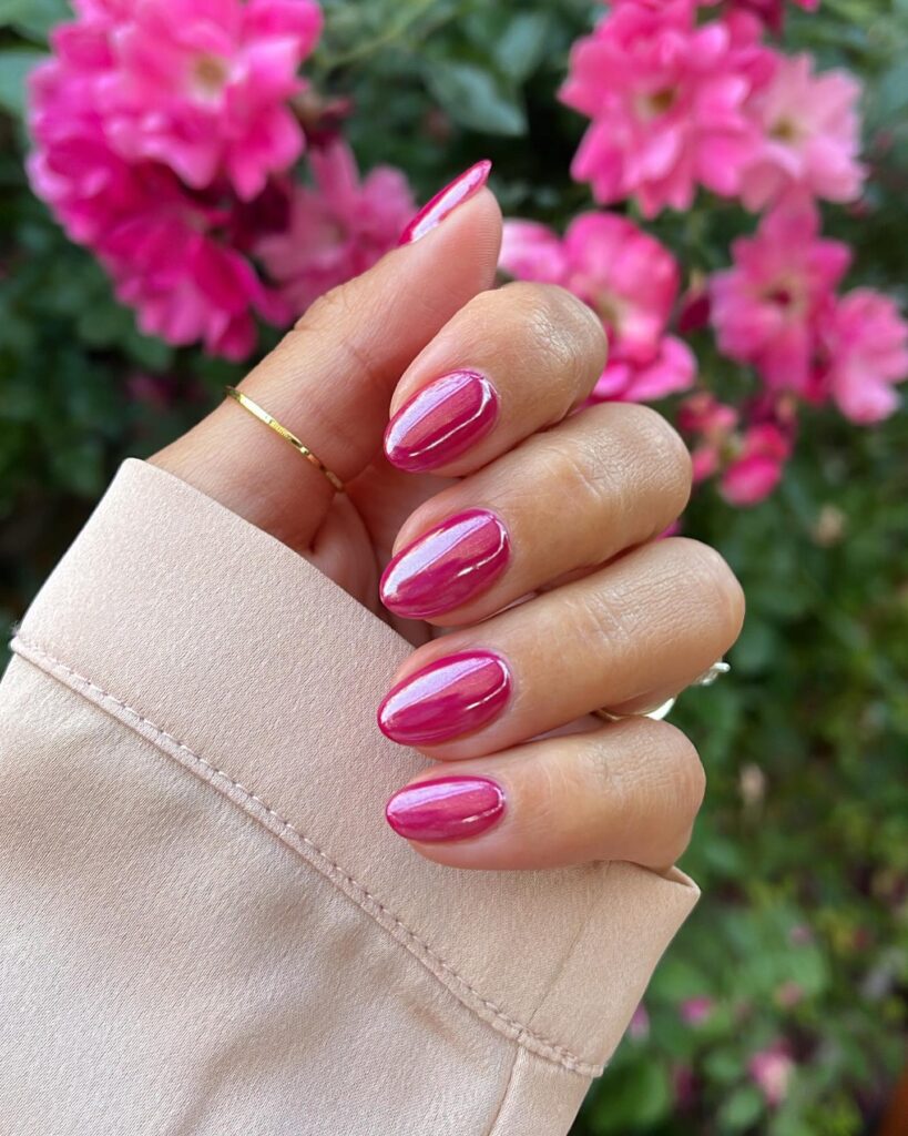 Barbie Pink Chrome Nails