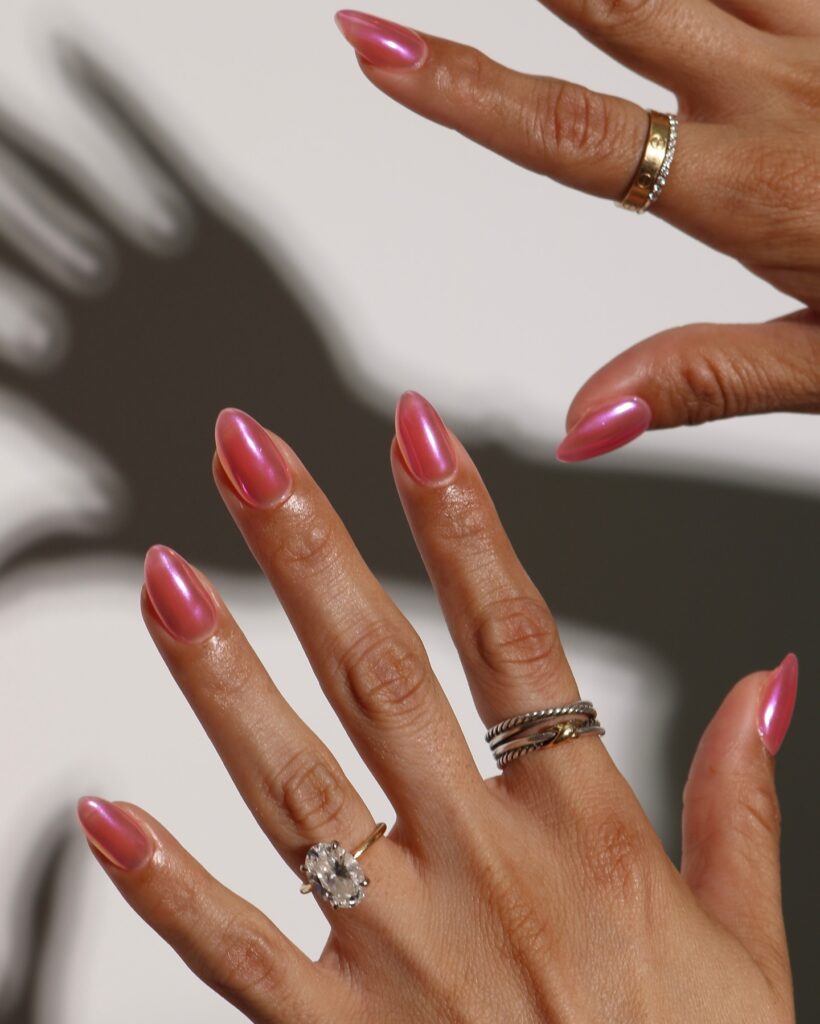 Barbie Pink Chrome Nails