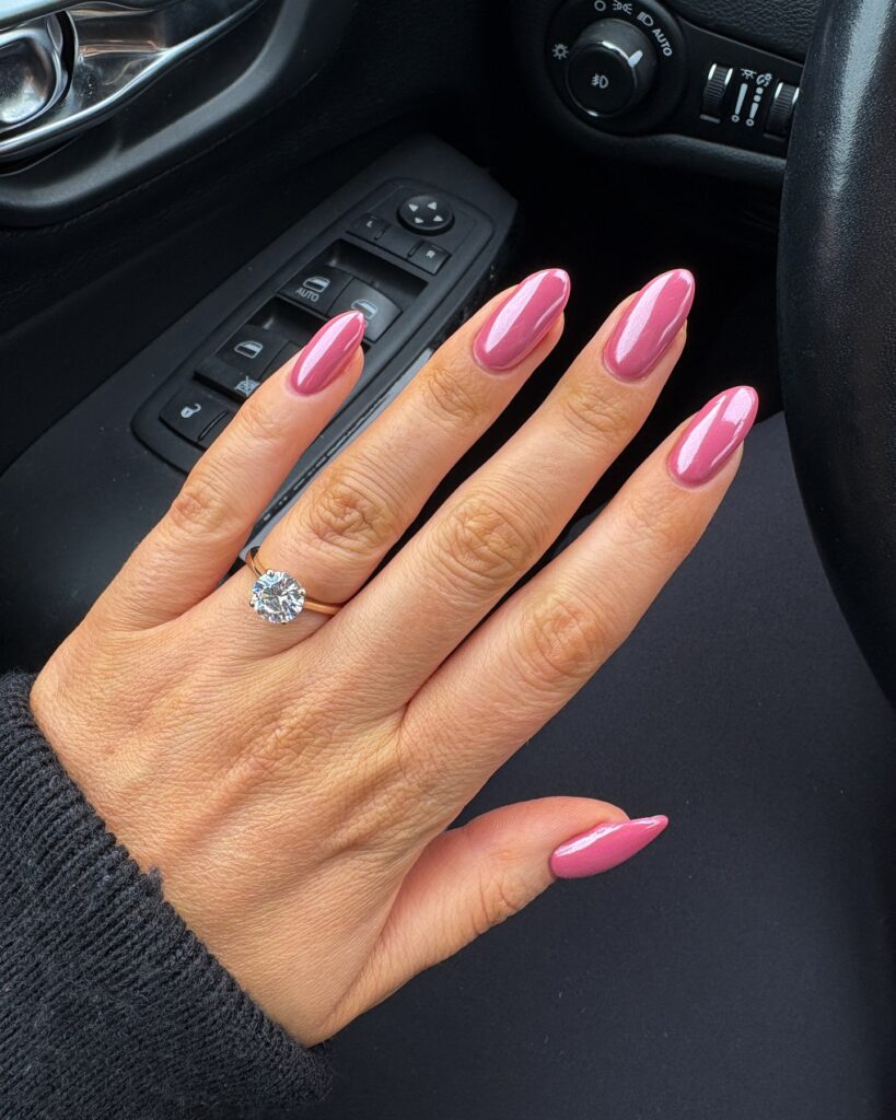 Barbie Pink Chrome Nails