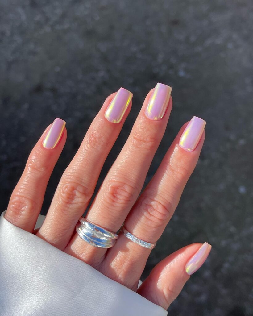 Barbie Pink Chrome Nails