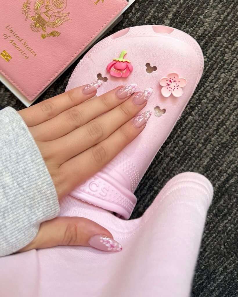 White and Pink Nails
