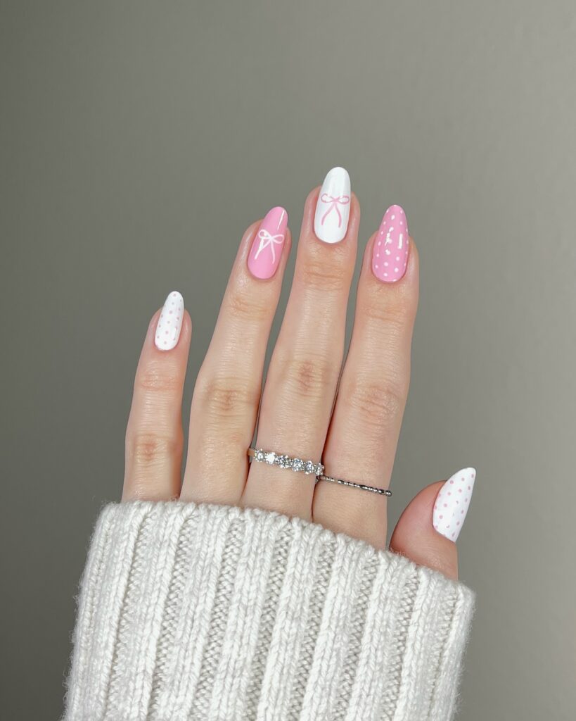 White and Pink Nails
