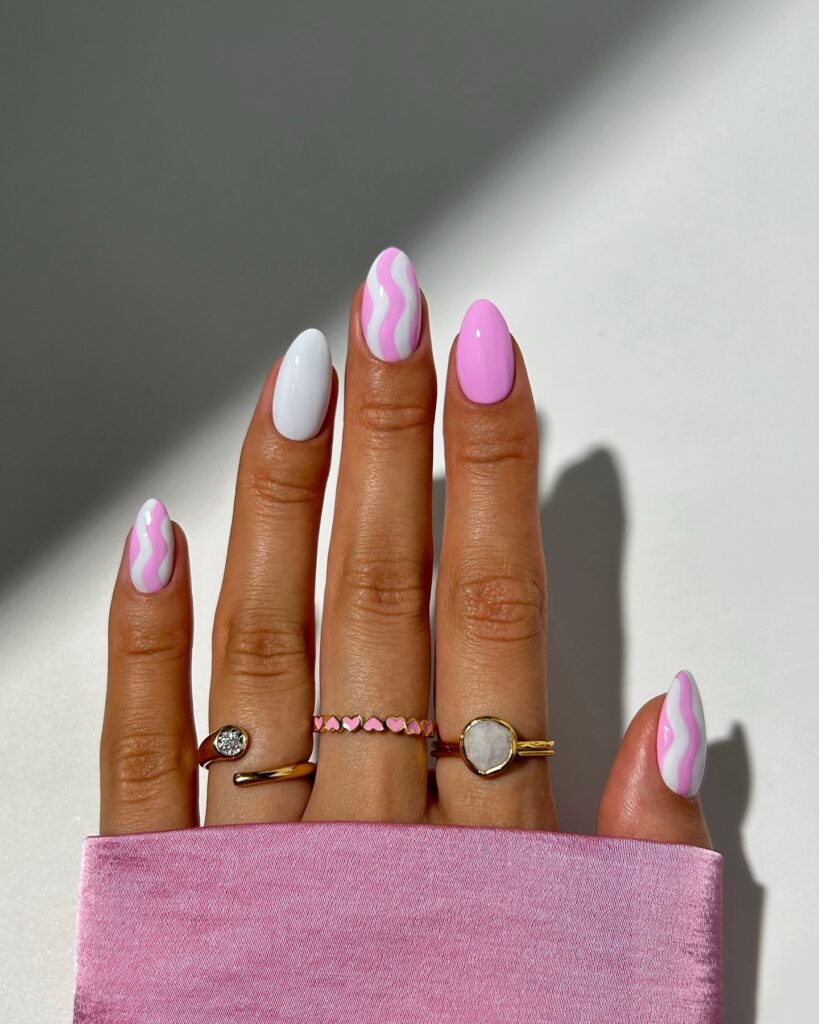White and Pink Nails