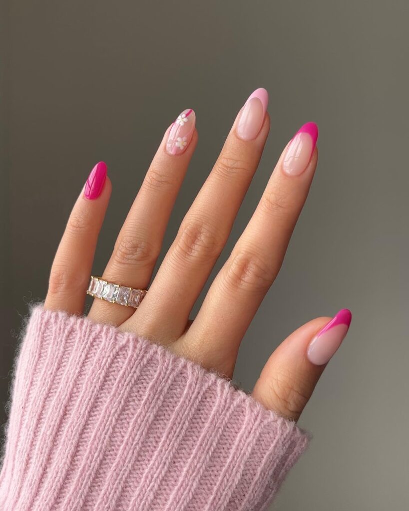 White and Pink Nails