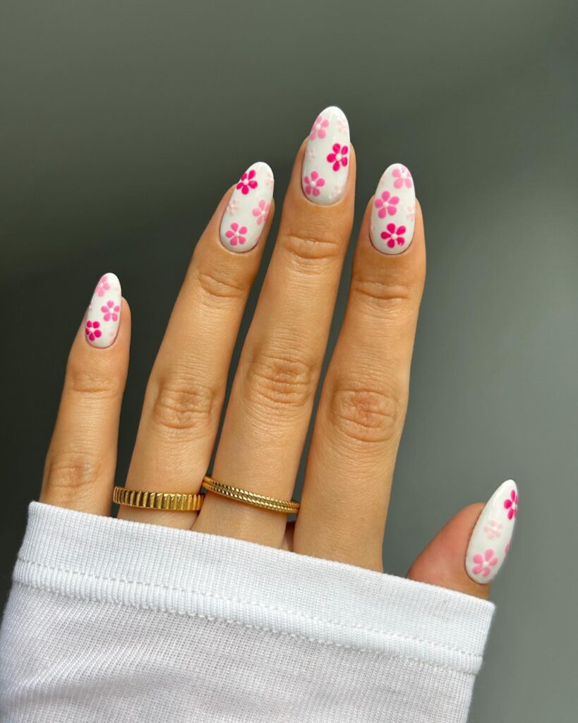 White and Pink Nails